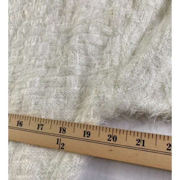 Yaira Womens Cream Fuzzy Sweater with Scoop Neckline Size L Retro Coquette Sexy - Picture 6 of 8
